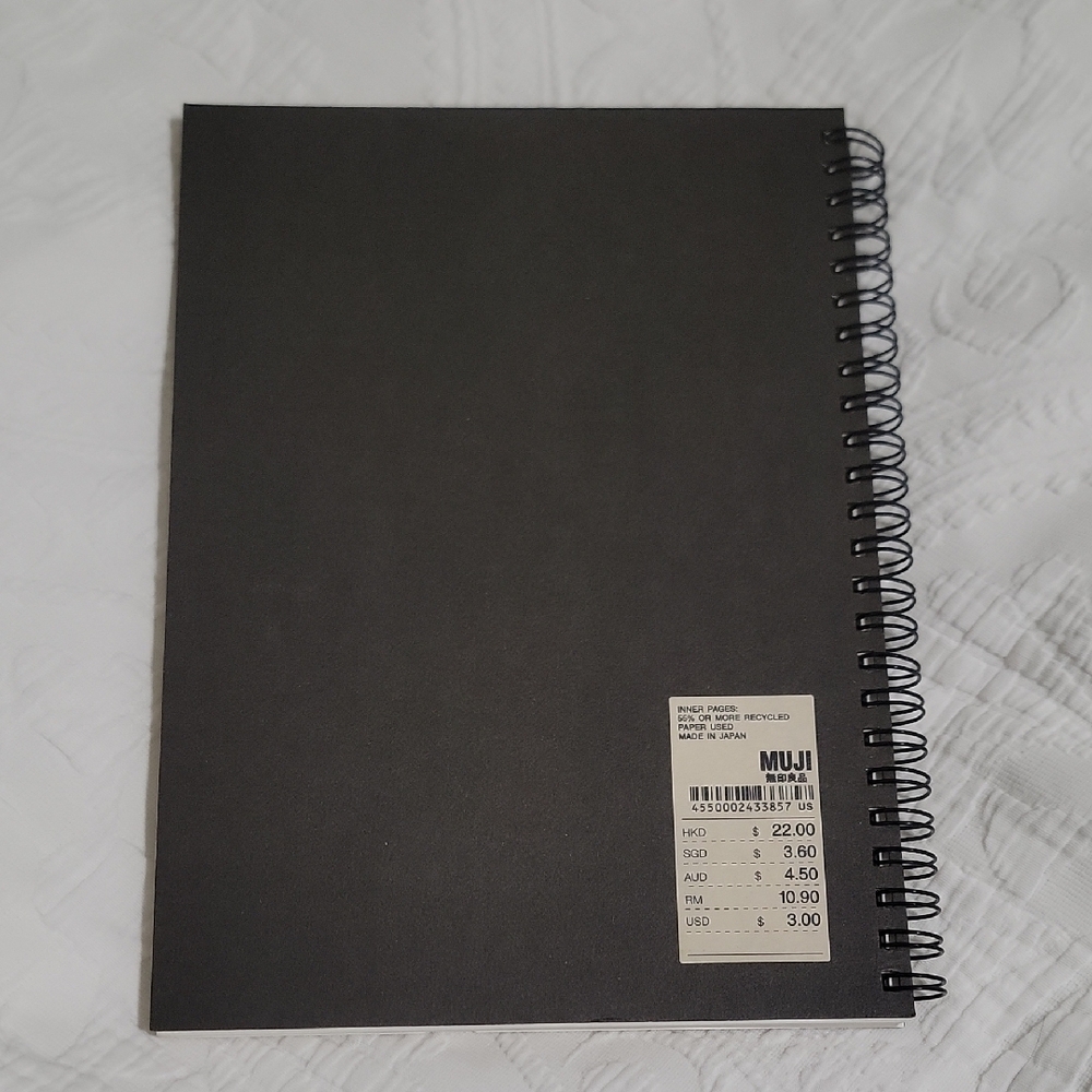 New Japanese Made In Japan Muji Black Spiral Notebook